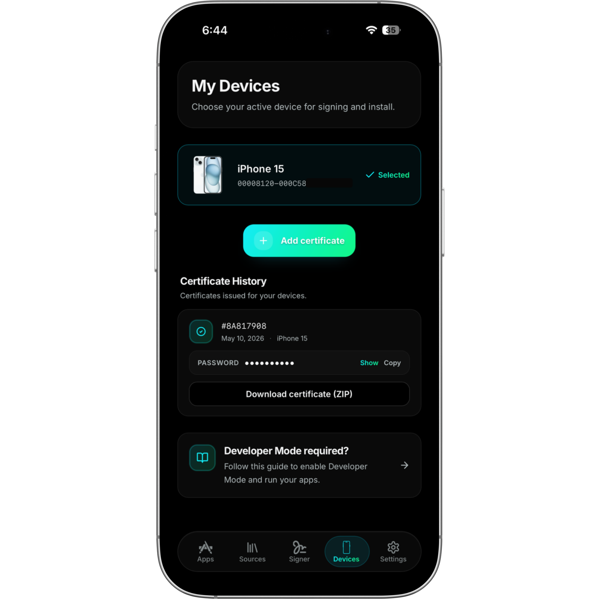 Devices and certs, in one view