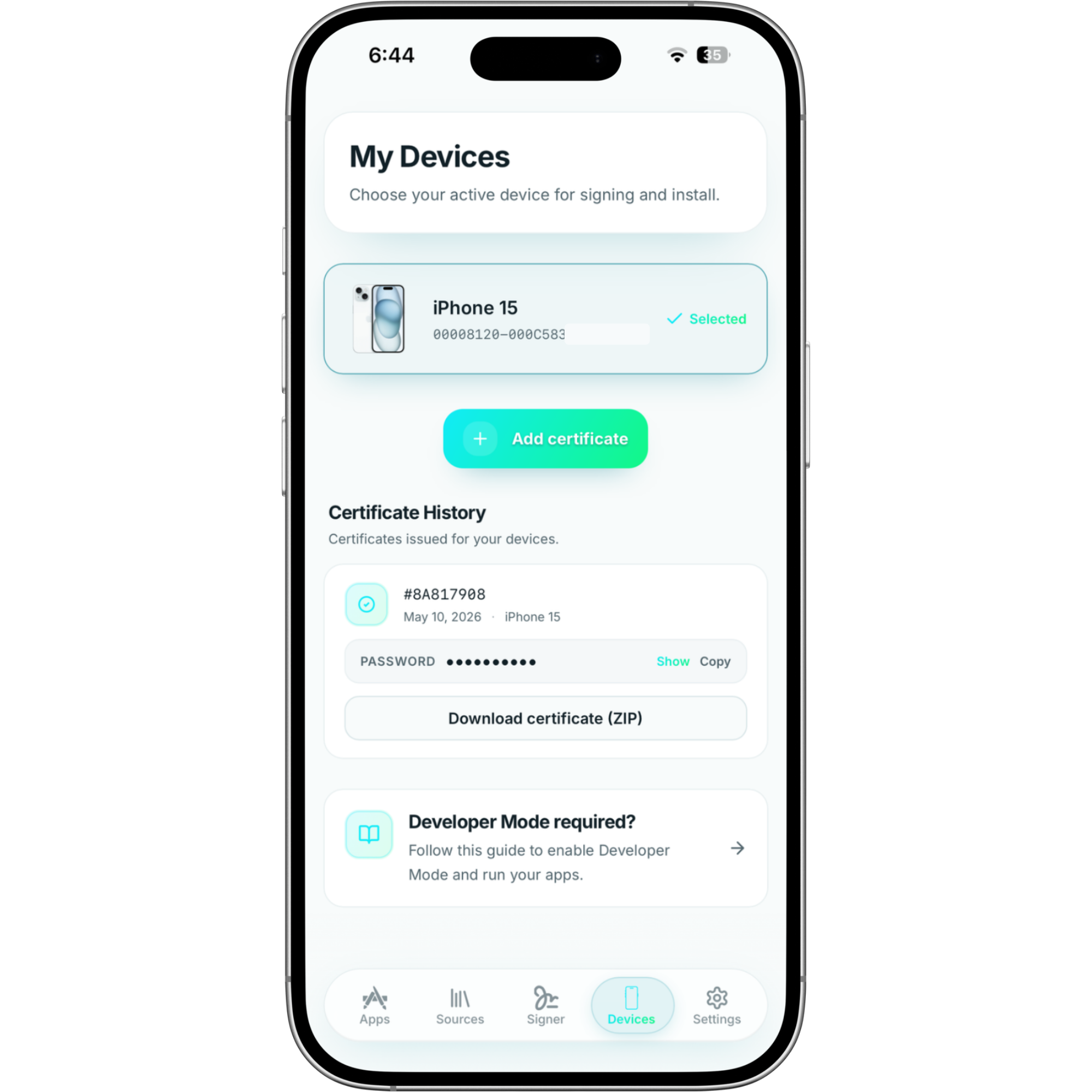 Devices and certs, in one view
